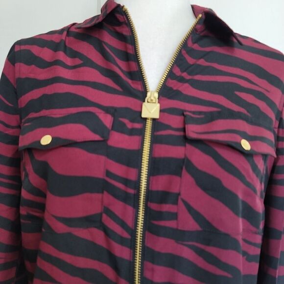 Michael Michael kors womens full-zip tiger striped small blouse - Picture 6 of 11